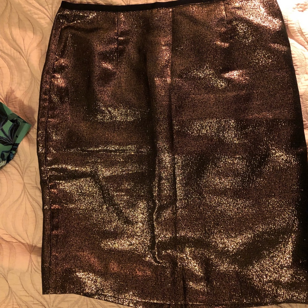 Tory Burch gold pencil skirt NWOT metallic brandy - Picture 6 of 8
